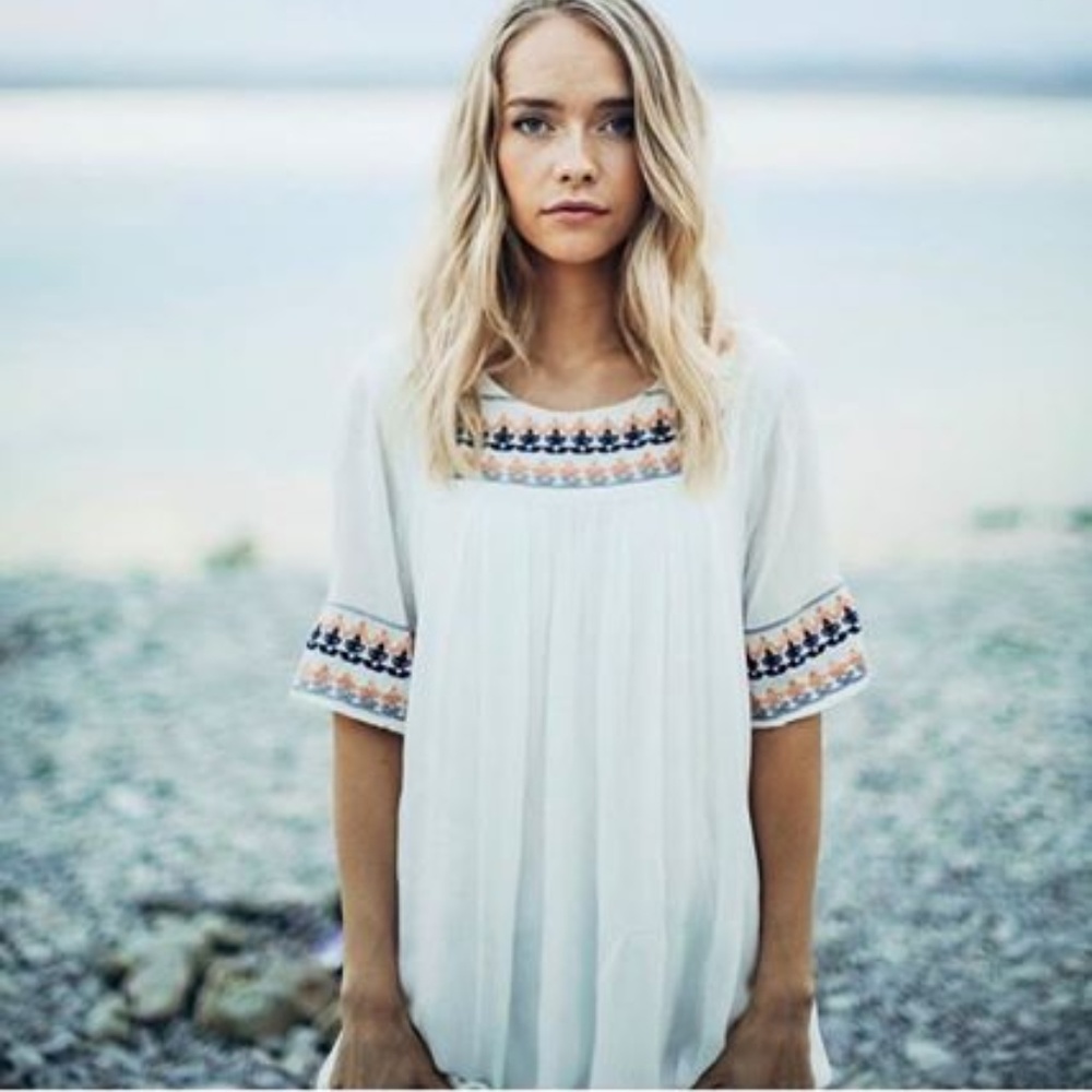Piper and Scoot White Embroidered Midi Dress